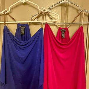 2 pack- Blue & Hot Pink Gold Chain Express Crossback Tops
